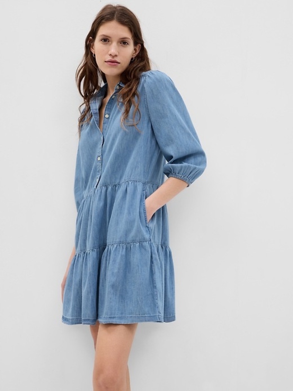 Gap Puff Sleeve Denim Mini Shirtdress XXL TALL BNWT